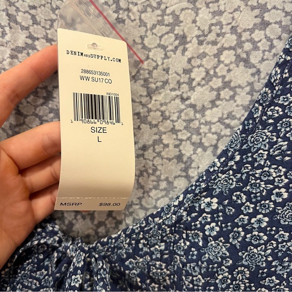 Ralph Lauren Denim & Supply Blue and White Floral Dress Flowy Women’s Large NWT - Picture 4 of 7